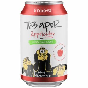 Tr3 apor, ekologisk äppelcider, ofiltrerad must, smak av pallade äpplen